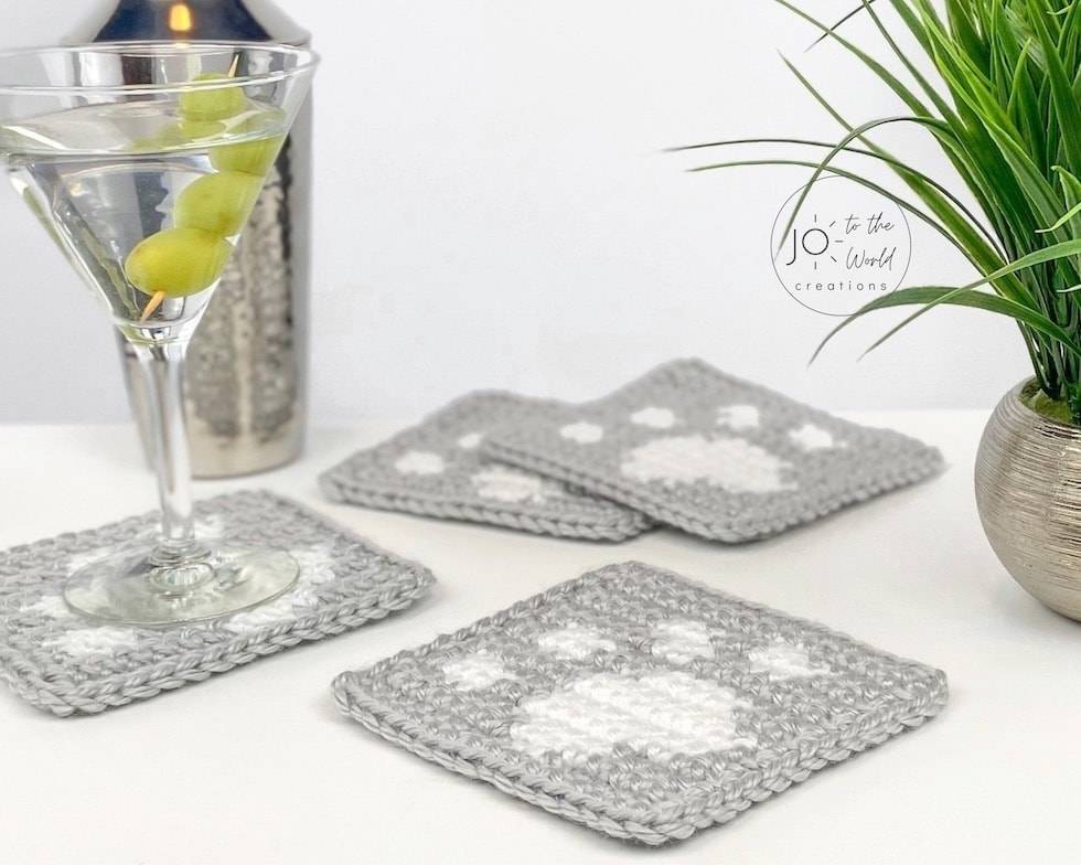 30 Paw Coaster Crochet Patterns Image