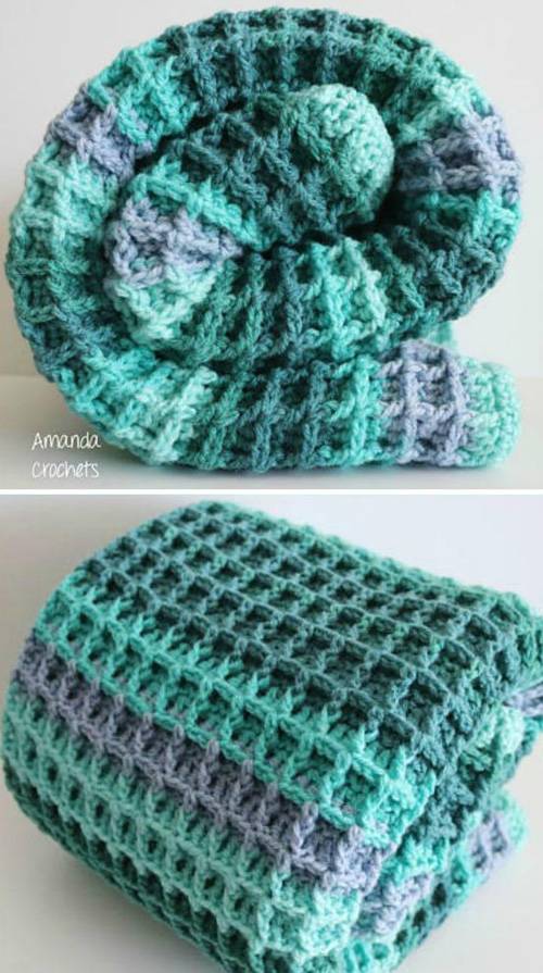 34 Waffle Stitch Crochet Baby Blanket Patterns Image