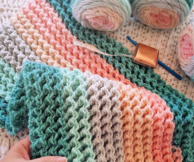 34 Waffle Stitch Crochet Baby Blanket Patterns Image