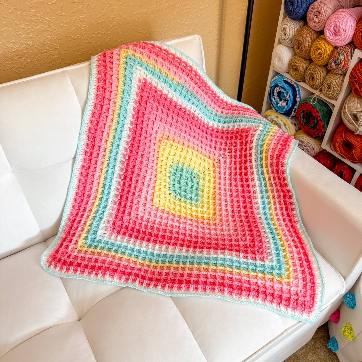 34 Waffle Stitch Crochet Baby Blanket Patterns Image